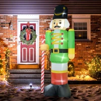 Outsunny 11.8' Inflatable Green Walnut Soldier w/ White LED Lights, Blow-Up Outdoor Display for Party(m-2)