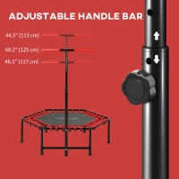 Soozier 45" Rebounder Trampoline for Adult, Quiet Bungee Rebounder with LED Lights and Adjustable Handle, Red(m-5)