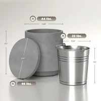 Outsunny 2.6 Gal Outdoor Side Table, 3-In-1 Concrete Cooler Bar Table with Storage, Removable Ice Bucket and Lid, Gray(m-3)
