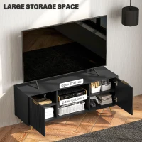 HOMCOM TV Stand with Storage for 55 Inch TV, Modern TV Cabinet with 2 Open Shelves and 2 Cabinets for Living Room, Black(m-5)