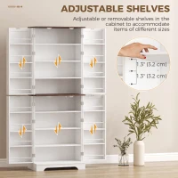 HOMCOM 65" Kitchen Pantry Cabinet Adjustable Shelves Tall Storage Cabinet Door Shelves 8 Shelves Brown White(m-5)