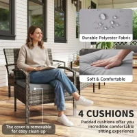 Outsunny 4 Pieces Patio Furniture Set with A Loveseat, Two Armchairs and A Coffee Table, Outdoor Conversation Set, Light Grey(m-7)