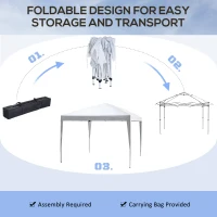 Outsunny 10 x 10ft Folding Pop Up Tent Outdoor Gazebo Canopy with Carrying Bag, White(m-6)