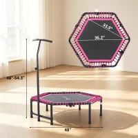 Soozier 48" Adult Hexagon Rebounder Trampoline Fitness Bungee Jumping Cardio Trainer Outdoor Bouncer Jumper Adjustable Bar Pink(m-3)