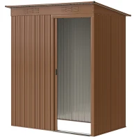 Outsunny 5.2' x 3.5' Outdoor Storage Shed, Easy to Assemble Metal Garden Shed, for Backyard, Lawn, Patio, Light Brown(m-2)