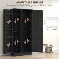 HOMCOM 70" Tall Kitchen Pantry Cabinet with Spice Racks and Adjustable Shelves for Living Room, Dining Room, Black(m-5)