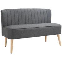 HOMCOM Modern 2 Seater Sofa, Upholstered Two Seater Couch with Rubber Wood Legs, Grey(m-11)