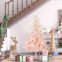 HOMCOM 6ft Unlit Spruce Artificial Christmas Tree with Realistic Branches and 800 Tips, Pink(m-2)