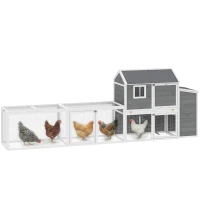 PawHut Large Chicken Coop, 134"L Wooden Chicken House with Run, Nesting Box, Slide-Out Tray, Waterproof Roof and Ramp(m-9)