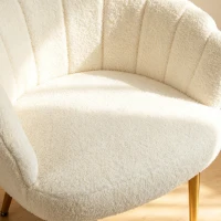 HOMCOM Accent Chair Petal-Back Design Modern Living Room Chair with Metal Legs Cream(m-9)