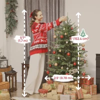 HOMCOM 5 ft Artificial Christmas Tree with Dense Realistic Branches, Full Ponderosa Fir, Hinged Xmas Tree, Easy Assembly(m-3)
