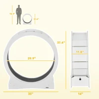 PawHut 30" Cat Exercise Wheel with White Wood Grain(m-3)