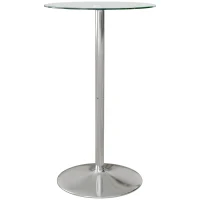 HOMCOM High Top Bar Table, Round Kitchen Table with Tempered Glass Top and Steel Base, Bistro Table for 2 People, Clear(m-2)