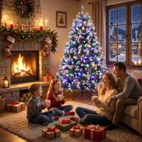 HOMCOM 6ft Pre-lit Artificial Christmas Tree White-Tipped Hinged Full Xmas Tree with 1020 Tips(m-8)