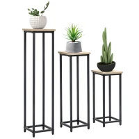 Outsunny 3 Packs Plant Stand Indoor, Metal Plant Stand Outdoor Plant Rack, Decorative Flower Display Holder for Patio Garden(m-9)