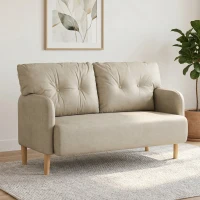 HOMCOM 58" 2 Seat Sofa, Modern Love Seats Furniture, Upholstered 2 Seater Couch, Solid Wood Frame, Beige(m-1)