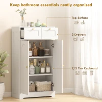 HOMCOM Bathroom Floor Cabinet with 2 Drawers - White(m-4)