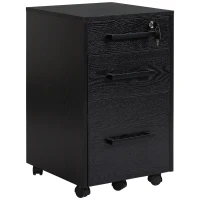 HOMCOM Lockable Vertical File Cabinet with Lock, 3 Drawer Filing Cabinet with Hanging Bars for Letter and A4 Size, Black(m-9)