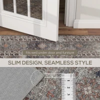 HOMCOM Machine Washable Area Rug 5x7, Non-Slip Traditional Floor Cover Foldable Carpet for Living Room, Dark Mixed-Brown(m-8)