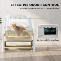 PawHut Cat Litter Box with Lid, Enclosed Cat Litter Box with Deodorization Bag & Drawer Pan, High Sides & Flip-to-Clean(m-6)