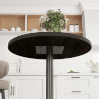 HOMCOM Round Dining Table for 2-4 People, Small Kitchen Table with Wood Grain Top, Black(m-8)