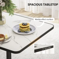 HOMCOM Dining Table for 4, Modern Kitchen Table with Marble Effect Tabletop and Round Base, White(m-5)