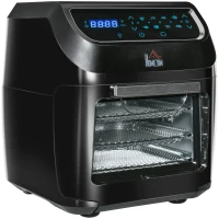 HOMCOM 12 QT Air Fry Oven, 8 In 1 Countertop Oven Combo with Air Fry, Roast, Broil, Bake and Dehydrate, 1700W with Accessories and LED Display, Black(m-1)