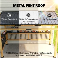Outsunny 13' x 6' Wooden BBQ Grill Gazebo, Outdoor Hardtop Grill Gazebo with Metal Roof, 2 Bar Shelves and 6 Hooks, Natural(m-4)