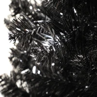 HOMCOM 6ft Pre-lit Black Christmas Tree, Artificial Halloween Tree with 680 Purple LED Lights, 680 Tips, Metal Stand, Black(m-11)