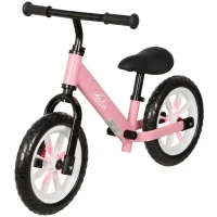 Qaba Balance Bike, Baby Bike with Lighting Wheels, Adjustable Seat and Handlebar, Steering for 2-5 Years Old, Pink(m-2)