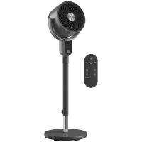 HOMCOM 20dB Standing Fan for Bedroom, 70°+90° Auto Oscillating Fan with 8 Speeds, Remote Control, 12H Timer, Adjustable Height(m-2)