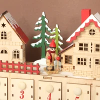 HOMCOM Christmas Advent Calendar with 24 Countdown Drawers and LED Lights, Wood-Effect Advent Calendar, Battery Operated(m-9)