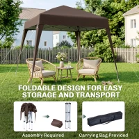 Outsunny 8' x 8' Pop Up Canopy, Outdoor Folding Tent, Portable Party Tent with Carrying Bag for Camping, Party, Picnic, Coffee(m-5)