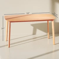 HOMCOM Pine Wood Dining Table for 6, 59" Rustic Rectangular Kitchen Table with Large Tabletop for Dining Room, Natural(m-3)