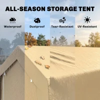 Outsunny Galvanized 7' x 12' Outdoor Storage Tent, Heavy Duty and Waterproof Portable Shed for Bike, Motorcycle, Tools, Beige(m-4)