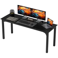 HOMCOM 71" Computer Desk, Desktop Desk with Metal Legs, Distressed Black(m-2)