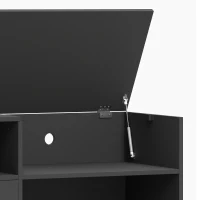 HOMCOM Record Player Stand with Power Outlets, Vinyl Record Holder with Storage Holds Up to 300 Albums, Black(m-9)