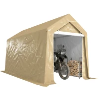 Outsunny Galvanized 7' x 12' Outdoor Storage Tent, Heavy Duty and Waterproof Portable Shed for Bike, Motorcycle, Tools, Beige(m-11)