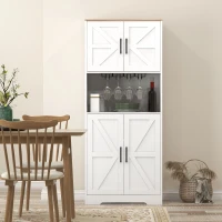 HOMCOM Farmhouse Kitchen Pantry, 68" Freestanding Hutch Storage Cabinet with Microwave Oven Countertop, White(m-7)