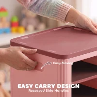 Qaba Toy Storage Organizer, 3 Tier Adjustable Toy Storage Cabinet Dustproof HDPE Plastic, Transparent Door, Pink(m-6)