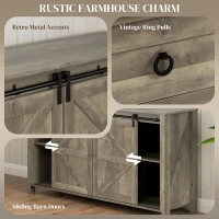 HOMCOM 60" Buffet Cabinet, Farmhouse Sideboard with Sliding Barn Doors, Drawers and Adjustable Shelves, Distressed Light Grey(m-4)