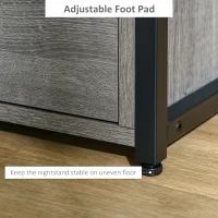 HOMCOM Nightstand with 2 Drawers, Industrial Side Table with Storage Shelf, Accent End Table for Bedroom, Living Room, Grey(m-6)