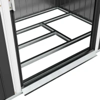 Outsunny 7 x 4ft Galvanised Steel Garden Shed, with Foundation Kit - Dark Grey(m-12)