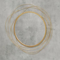HOMCOM 25.6" Circle Mirror for Wall, Modern Metal Wall Art for Living Room, Bedroom and Dining Room, Gold(m-9)