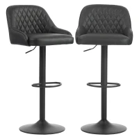 HOMCOM Bar Stools Adjustable Swivel Kitchen Chairs with Backrest Set of 2 for Kitchen Island Black(m-13)