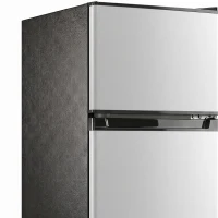 HOMCOM 7.7 Cu. Ft. Mini Fridge with Freezer, Compact Refrigerator with Adjustable Thermostat, Reversible Door, Silver(m-9)