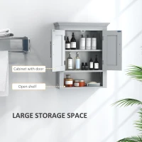 kleankin Bathroom Wall Cabinet, Medicine Cabinet, Toilet Storage Cabinet with Shelf for Living Room and Entryway, Grey(m-4)