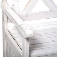 Outsunny Wooden Outdoor Storage Bench 2-Person Backyard Patio Bench with Louvered Side Panels & Wood Build, White(m-8)