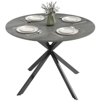 HOMCOM 40" Round Kitchen Table for 4, Industrial Dining Table with Steel Legs for Dining Room, Distressed Grey(m-9)