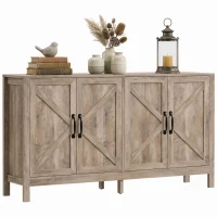 HOMCOM Sideboard Buffet, Storage Cabinet with Barn Door and Adjustable Shelf, TV Stand for TVs up to 65 Inches, Light Grey(m-2)